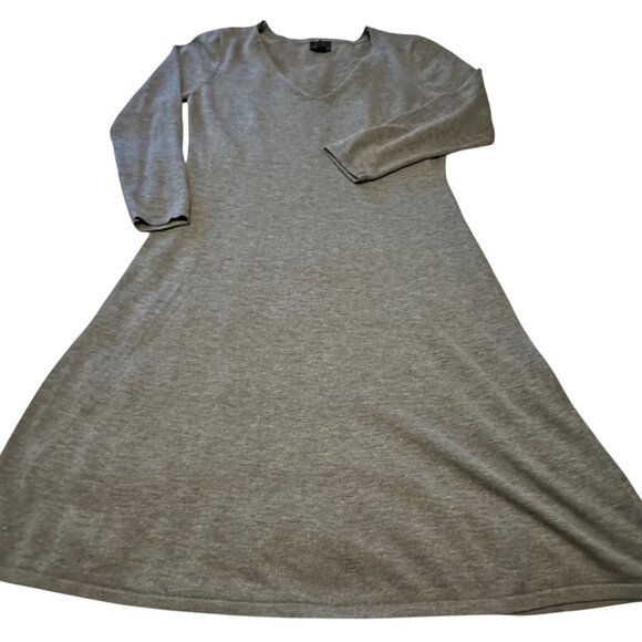 Worthington Gray V-neck A-Line Knit Dress Polyester Viscose Blend Women's Size S - Picture 12 of 15